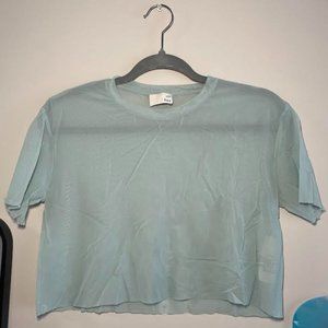 Wilfred Free Cropped Mesh Tee in Seafoam Blue